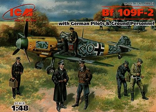 ICM 1/48 Messerschmitt Bf 109F-2 with Pilots & Ground Personnel image