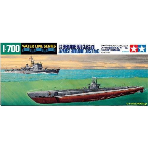 Tamiya 1/700 U.S Submarine Gato Class & Japanese Sub Chaser No.13 Boat ...