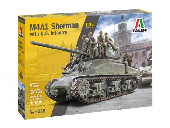 Italeri 1/35 M4A1 Sherman W/Infantry image