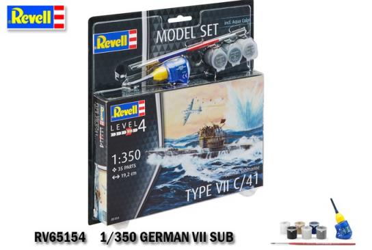 Revell 1/350 Type VII C/41 German Submarine Model Set image