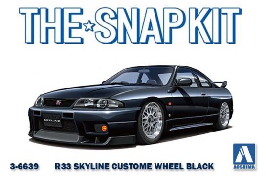 Aoshima 1/32 Nissan Skyline GT-R R33 Custom Wheel Black - Snap Kit image